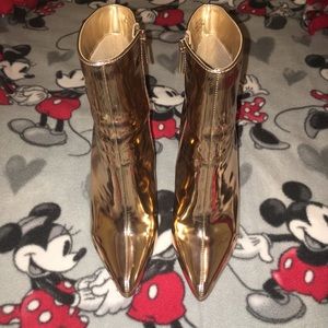 Bronze/ gold ankle boots